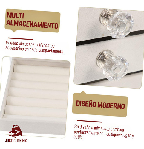 Alhajero Estuche Organizador De Joyas Aretes 3 Niveles Suave Color Gris