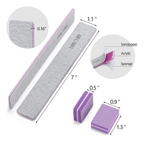 25 Pcs Archivos De Uñas Para Uñas Acrílicas Y 50 Pcs Mini Bu