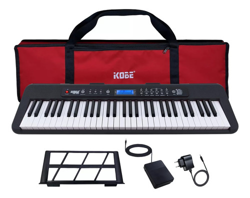 Kit Teclado Musical Kobe Kb-300 Com Sensibilidade E Capa Red