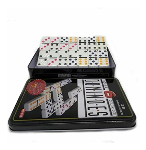 Juego Domino Caja Metálica Piezas , Entretenido Juego