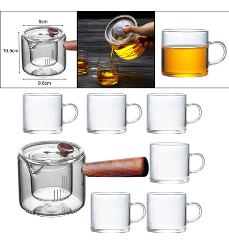 Tetera De Cristal De 450ml, Tetera Con Olla Con 6 Tazas