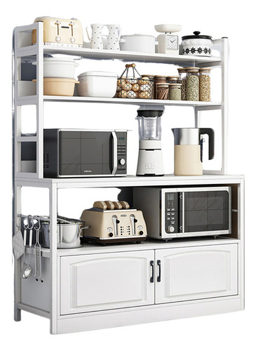 Alacena Armario Almacenamiento Cocina De 4 Nivele Microondas Color Blanco