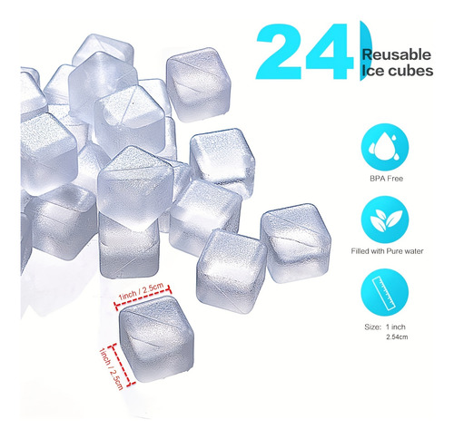 24 Cubitos De Hielo Reutilizables Para Bebidas, Cubitos De