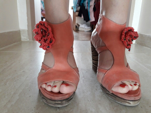 Sandalias Coral Con Aplique En Crochet