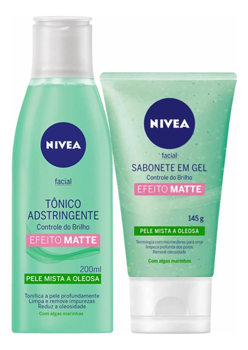 Nivea Sabonete Controle Brilho + Tônico Facial Adstringente Tipo De Pele Oleosa