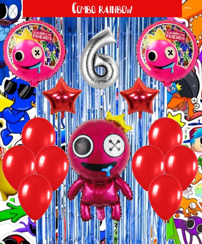 Combo Globos Rainbow Red 