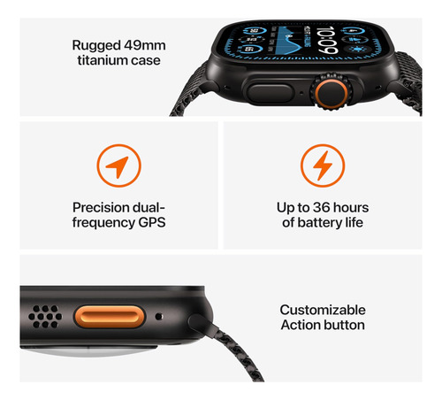 Reloj Apple Watch Ultra 2 49mm Gps+cell Caja Titanio Plateado Loop Trail Azul Marino Plateado
