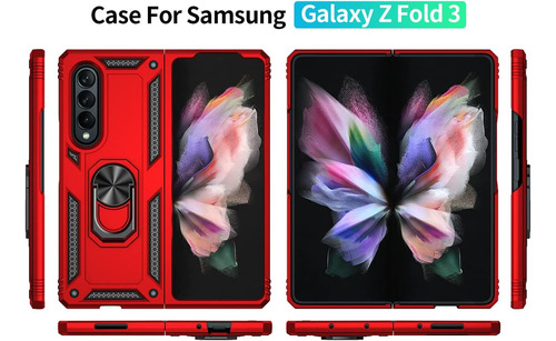 Funda Uso Rudo Anticaída Golpes Carcasa Para Galaxy Z Fold 3 Rojo Samsung Galaxy Z Fold 3