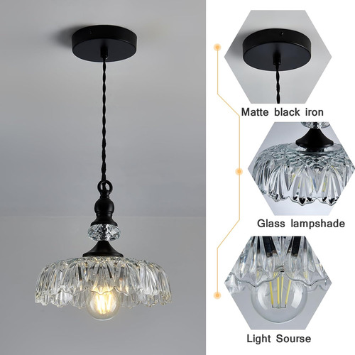 ''lámpara Colgante Vintage Vidrio Ajustable Para Comedor Coc