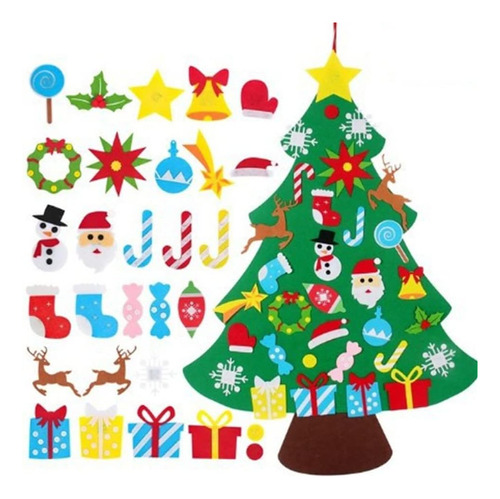 Árbol De Navidad De Fieltro Con 32 Adornos Colgantes (