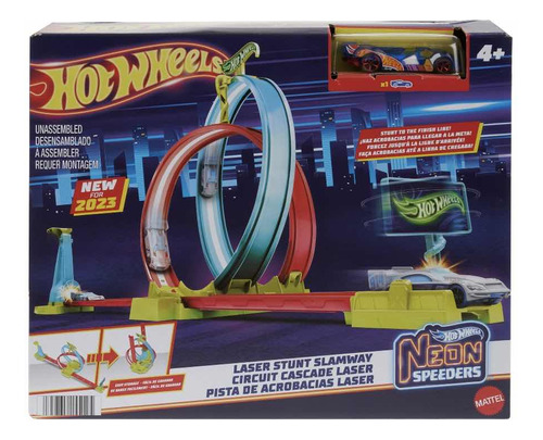 Hot Wheels Pista De Acrobacias Laser Neon Speeders Y Carro