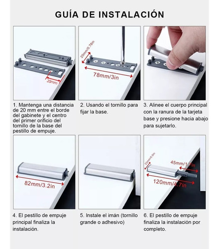 Pack 12 Amortiguadores Push To Open Para Bisagras