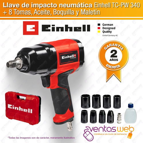 Imagen 2 de 6 de Llave De Impacto Neumatica Einhell 340 Nm Accerios Y Maletin
