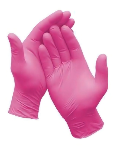 Luvas descartáveis antiderrapantes Supermax cor rosa tamanho P de nitrilo x 100 unidades