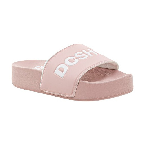 Ojota Dc Shoes Modelo Slide Plataforma Rosa Blanco Mujer
