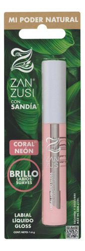 Labial Liquido Zan Zusi Gloss Con Sandía Color Coral 1.6 Gr Color Coral neón