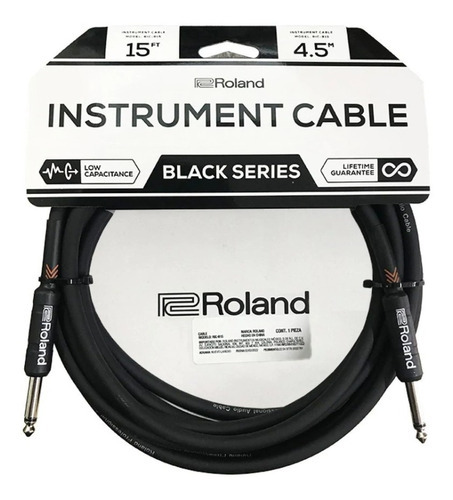 Cable Instrumento Roland Ric B15 Black Series 4.5 Mts Color Negro