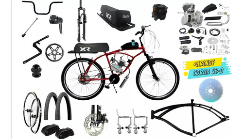 DESMPONTADA Bicicleta Bike Motorizada Banco Xr + Kit Motor 80cc Moskito Cor Laranja Tamanho Do Quadro 17