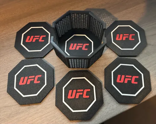 Set X5 Posavasos Ufc + Octagono Ufc Negro
