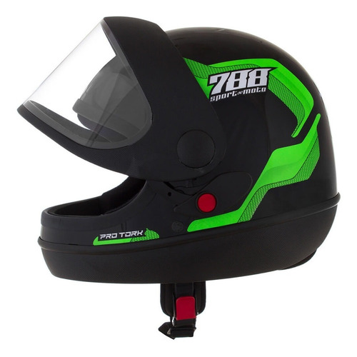 Capacete Sport Moto 788 Preto E Verde Tamanho 58 Cap-496vd