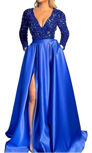 Sequin Long Dress Tail Banquet Evening Dress