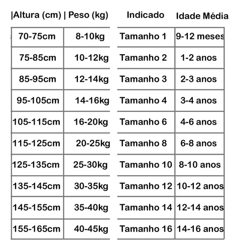 Roupa infantil hotsell tamanho 16