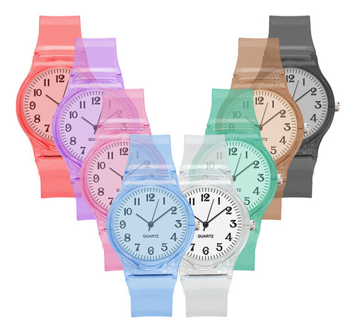 8 Relojes Digitales For Niños Con Correas Transparentes
