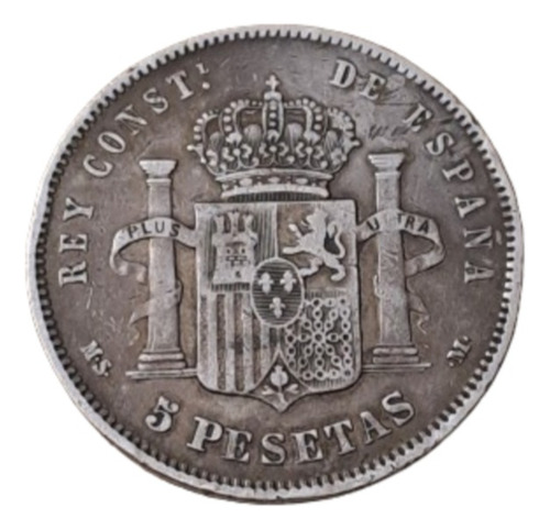 España Moneda 5 Pesetas 1885. Alfonso Xii. Usada