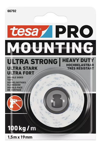 Tesa  66792 fita dupla face ultra forte 19mmx1,5m espuma cor vermelha