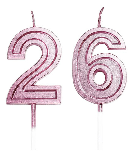 Velas Cumpleaños Numero 26 Y 62 Para Decoracion Pastel Cumpl