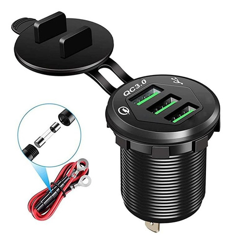 3 Usb 3.0 Cargador De Coche, 12 V/24 V 36 W Qc3.0 Enchufe U.