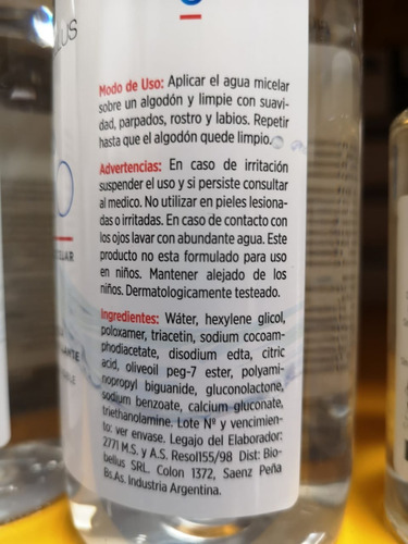 Agua Micelar Limpieza + Desmaquillante X 250 Ml - Biobellus
