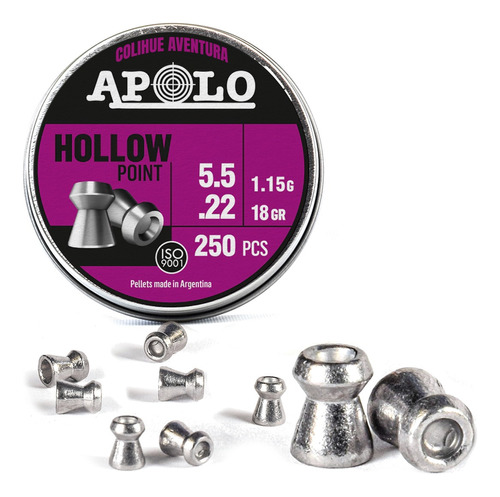 Balines Apolo Hollow Point - 18gr - Cal 5,5mm - X250