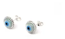 Comprar Aros Ojos Turcos Nácar Strass 10mm Plata Fina 925
