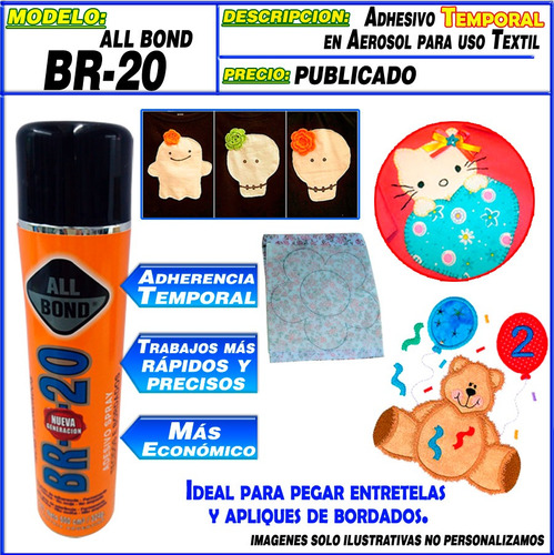 Adhesivo Temporal Spray Br20 Aplique Telas Bordados Moritzu