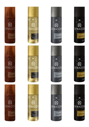 Kit 12 Desodorante Senador Country+gold+platinum+seduction