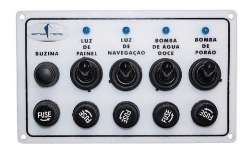 Painel P/ Barcos 5 Funções Luz Bomba Porão Buzina Acessórios