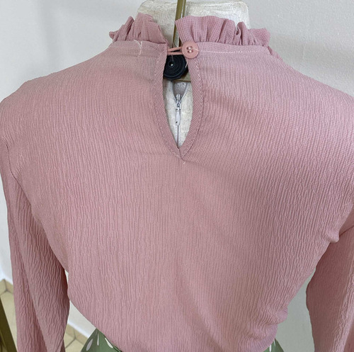 Imagem 7 de 7 de Blusa Social Feminina Manga Longa Rosa