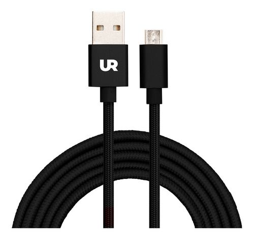 Cable Usb A Micro Usb 2 M Trenzado Fabric Negro Urbano