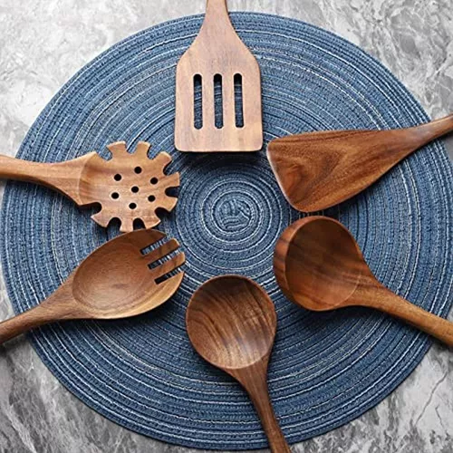 Cucharas de madera para cocinar, 12 utensilios de madera para cocinar,  juego de utensilios de cocina…Ver más Cucharas de madera para cocinar, 12