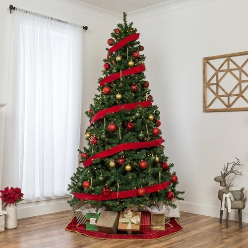 Árbol De Navidad De Abeto Artificial Preiluminado 9 Pies Color Verde