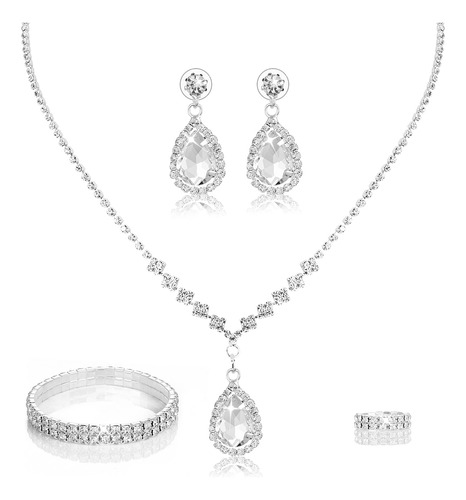 Conjunto De Joyas Para Boda Y Fiesta, Colgante De Cristal