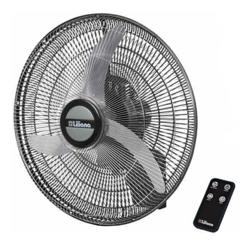 Imagen 2 de 2 de Ventilador de pared Liliana VWC2016 negro con 3 palas color plateado de metal, 20" de diámetro 220 V