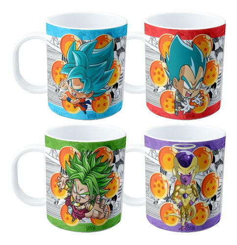 Taza De Plastico X 15 Unidades Dragon Ball Promo Cumpleaños