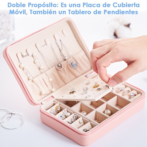 Imagen 6 de 7 de Estuche Joyero Organizador Joyas Aretes Anillos Viaje Rosa