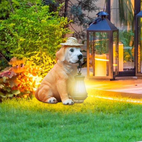 Lámpara De Jardín En Forma De F, Adorables Figuras De Perro