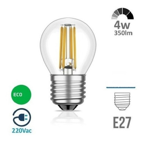 Lâmpada de filamento LED vintage 4w modelo G45, cor clara, branco quente