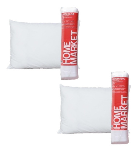 Pack X2 Almohadas Home Market 50x70 Cm Simil Duvet Suave