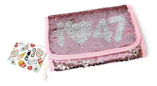 Cartuchera 47 Street Desplegable Escolar Lentejuelas Magicas Color Rosa Mágica