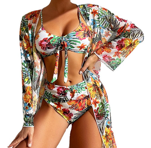 Conjunto De Traje De Baño Bikini De Tres Piezas Para Mujer